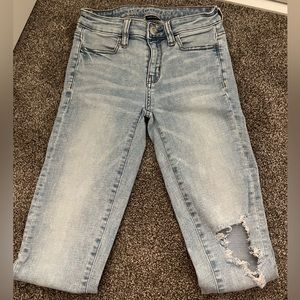 American Eagle light washed low wasted jeans